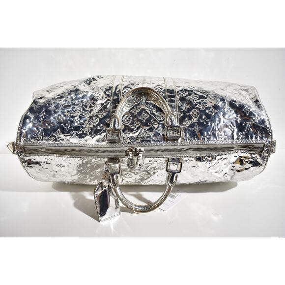 Louis Vuitton Keepall 55 Monogram Miroir Silver Mirror Weekend Travel Duffle Bag - Picture 7 of 16